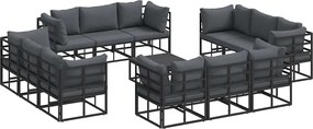 vidaXL Σετ Καναπέ Κήπου 13 pcs Μαύρο Μέταλλο
