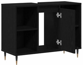 vidaXL Ντουλάπι Μπάνιου Μαύρη δρυς 80 x 33 x 60 εκ Επεξεργασμένο ξύλο
