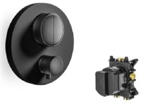 Almar Thermo-Core Push Black matt Θερμοστατικός μίκτης εντοιχισμού 2 εξόδων+κιτ εντοιχισμού