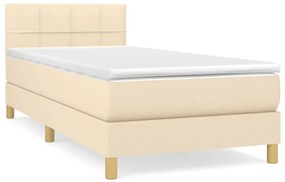 vidaXL Κρεβάτι Boxspring με Στρώμα Κρεμ 90x200 εκ.Υφασμάτινο