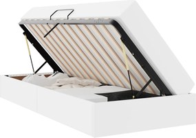 vidaXL Κρεβάτι με αποθηκευτικό χώρο και στρώμα 2 pcs Λευκό Δέρμα