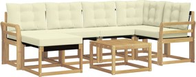vidaXL Σειρά Καναπέ Εξωτερικού με μαξιλάρι 7 pcs Λευκό και Κρεμ