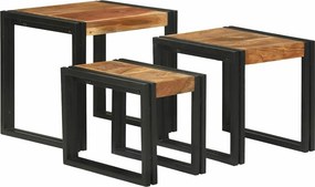 vidaXL Τραπέζι Σαλονιού με Στηρίγματα 3 pcs Καφέ και Μαύρο