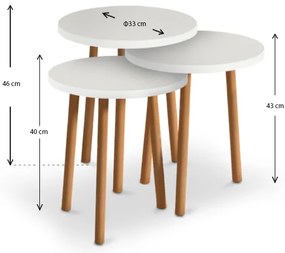 Τραπεζάκια βοηθητικά Roma Megapap χρώμα λευκό