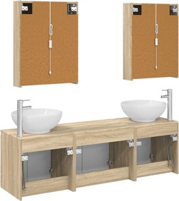 vidaXL Σετ Ντουλαπιών Μπάνιου 5 pcs Sonoma Δρυς Επεξεργασμένο Ξύλο