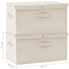 Κουτιά Αποθήκευσης 2 τεμ. Κρεμ 50 x 30 x 25 εκ. Υφασμάτινα - Κρεμ