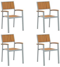 vidaXL Καρέκλα Κήπου 4 pcs Καφέ 56 x 57 x 87εκ. Μασίφ ξύλο ακακίας