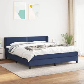 vidaXL Κρεβάτι Boxspring με Στρώμα Μπλε 160x200 εκ. Υφασμάτινο