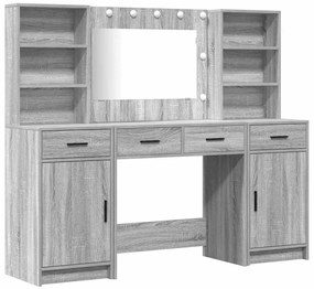 vidaXL Σετ Τραπεζιού Μακιγιάζ 3 pcs Γκρι sonoma 78.5 x 41 x 135 εκ