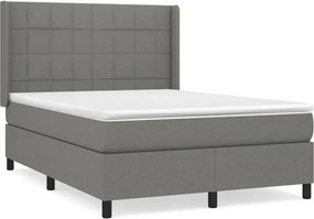 vidaXL Κρεβάτι Boxspring με Στρώμα Σκούρο Γκρι 140x190 εκ. Υφασμάτινο