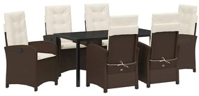 vidaXL Σέτ φαγητού για κήπο 7 pcs Καφέ συνθετικό ρατάν