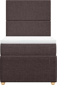 vidaXL Κρεβάτι Boxspring με Στρώμα Σκούρο Καφέ 90x190 εκ. Υφασμάτινο