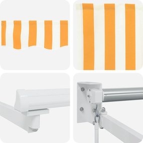 vidaXL Αναδιπλούμενη τέντα Κίτρινο και Λευκό 3,5 x 2 m