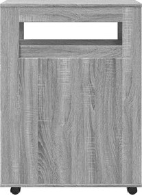 vidaXL Ντουλάπι Μπάνιου Στενό με Ροδάκια Γκρι Επεξεργασμένο Ξύλο