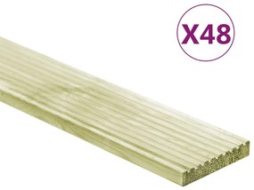 vidaXL Σανίδες Deck 48 τεμ. 6,96 μ² 1 μ. Εμποτισμένο Μασίφ Ξύλο Πεύκου
