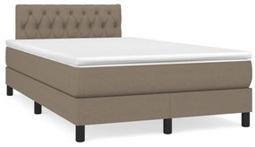 Κρεβάτι Boxspring με Στρώμα &amp; LED Taupe 120x190 εκ. Υφασμάτινο