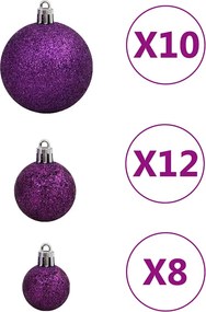 vidaXL Σετ Μπάλες Χριστουγεννιάτικες 111 τεμ. Μοβ από Πολυστυρένιο