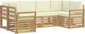 vidaXL Σειρά Καναπέ Εξωτερικού 6 pcs Λευκό και Κρεμ