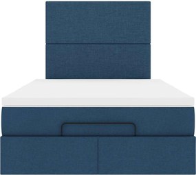 vidaXL Οθωμανικό κρεβάτι με στρώμα μπλε 120x190 cm ύφασμα