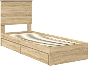 vidaXL Κρεβάτι Αποθήκης Δρύς Sonoma 75 x 190 cm Επεξεργασμένο ξύλο