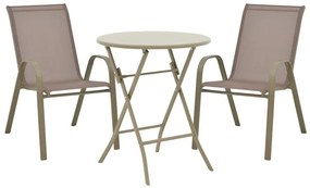 Σετ κήπου Τραπεζαρία Albero-Calan 3τεμ μέταλλο σε σαμπανιζέ απόχρωση Φ60x70εκ 60x60x70 εκ.