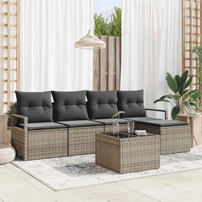 vidaXL Σετ Καναπέ Κήπου 6 pcs Γκρι Πολυ ράταν