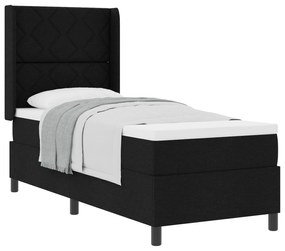 vidaXL Κρεβάτι Box Spring με Στρώμα Μαύρο 90x190 εκ. Υφάσματος
