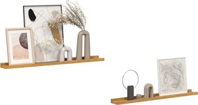 vidaXL Ράφι Τοίχου με ράφι 2 pcs Μπεζ 80 x 9 x 3 cm Επεξεργασμένο ξύλο