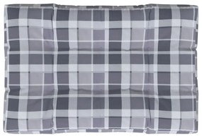 vidaXL Μαξιλάρι Παλέτας Γκρι Καρό 120 x 80 x 12 εκ. Υφασμάτινο