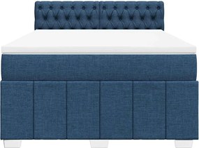 vidaXL Κρεβάτι Boxspring με Στρώμα Μπλε 140x190 εκ. Υφασμάτινο