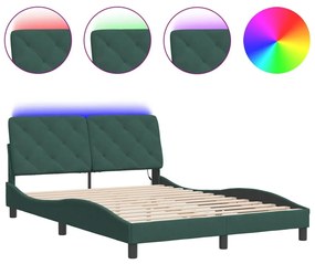 Πλαίσιο Κρεβατιού με LED Σκούρο Πράσινο 140x200 εκ. Βελούδινο - Πράσινο