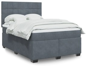 vidaXL Κρεβάτι Boxspring με Στρώμα Σκούρο Γκρι 160x200 εκ. Βελούδινο