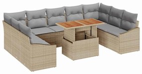 vidaXL Σέτ φαγητού για κήπο με μαξιλάρι 10 pcs Μπεζ και Γκρι
