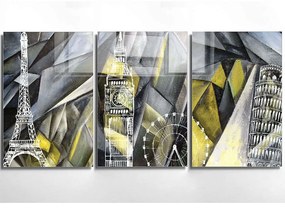 Πίνακας Γυάλινος (Σετ 3Τμχ) 698GLS1170 50x70cm Multi Wallity Οριζόντιοι Glass