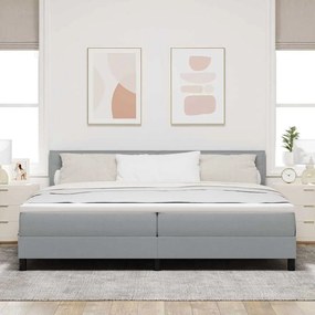 vidaXL Κρεβάτι box spring με στρώμα Ανοιχτό γκρι 200 x 200 cm ύφασμα