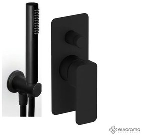 Eurorama Quadra Black Matt Παροχή νερού+Μίκτης εντοιχισμού 2 εξόδων με εκτροπέα