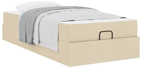 vidaXL Σκελετός Κρεβατιού με στρώμα Κρεμ 100 x 200 cm ύφασμα