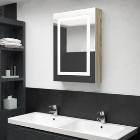 Καθρέφτης Μπάνιου με Ντουλάπι &amp; LED Χρώμα Δρυός 50x13x70 εκ.