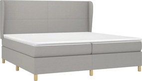 vidaXL Κρεβάτι Boxspring με Στρώμα Ανοιχτό Γκρι 200x200 εκ. Υφασμάτινο