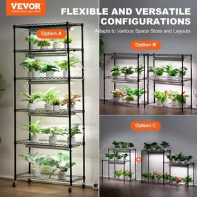 VEVOR DIY Plant Stand with Grow Lights 6 Tiers 192W 70.9&quot; Tall Plant Grow Shelf
