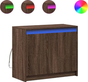 vidaXL Ντουλάπι με Φώτα LED Καφέ Δρυς 72x34x61 εκ. Επεξεργασμένο Ξύλο