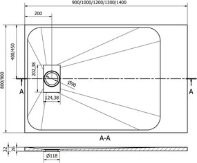 Mexen Hugo παραλληλόγραμμο ντους SMC 100 x 80 cm, λευκό - 42108010
