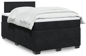 Κρεβάτι Boxspring με Στρώμα Μαύρο 120x190 εκ. Βελούδινο - Μαύρο