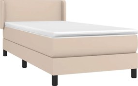 vidaXL Κρεβάτι Boxspring με Στρώμα Καπουτσίνο 90x190εκ.από Συνθ. Δέρμα