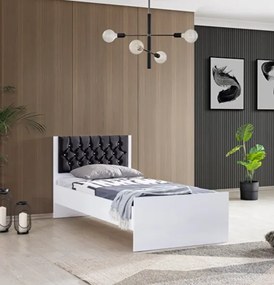 Stewehome Μοντέρνο Μονό Κρεβάτι Λευκό Μαύρο 90x190 cm