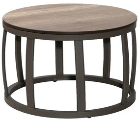 Τραπέζι Barrel 02-00-1502 Φ49x31cm Anthracite-Teak