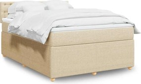 vidaXL Κρεβάτι Boxspring με Στρώμα Κρεμ 140x200 εκ. Υφασμάτινο