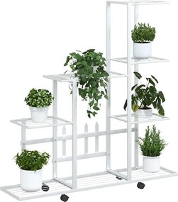 vidaXL Ανθοστήλη με Ρόδες Λευκή 94,5 x 25 x 92,5 εκ. Μεταλλική