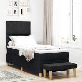 vidaXL Κρεβάτι με ελατήρια με στρώμα Μαύρο 80 x 200 cm ύφασμα