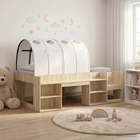 vidaXL Κρεβάτι με Τόνελ με ράφι 3 τμχ. Sonoma Δρυς και Λευκό
